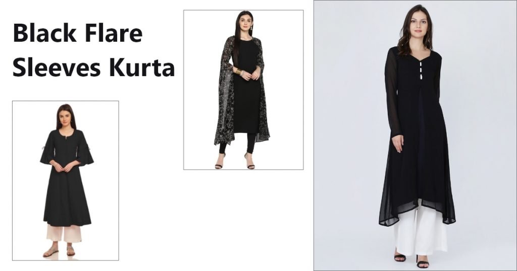 Black Flare Sleeves Kurta