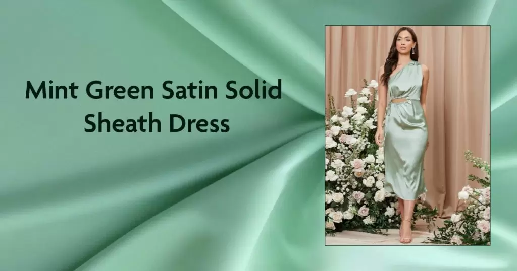 Mint Green Satin Solid Sheath Dress